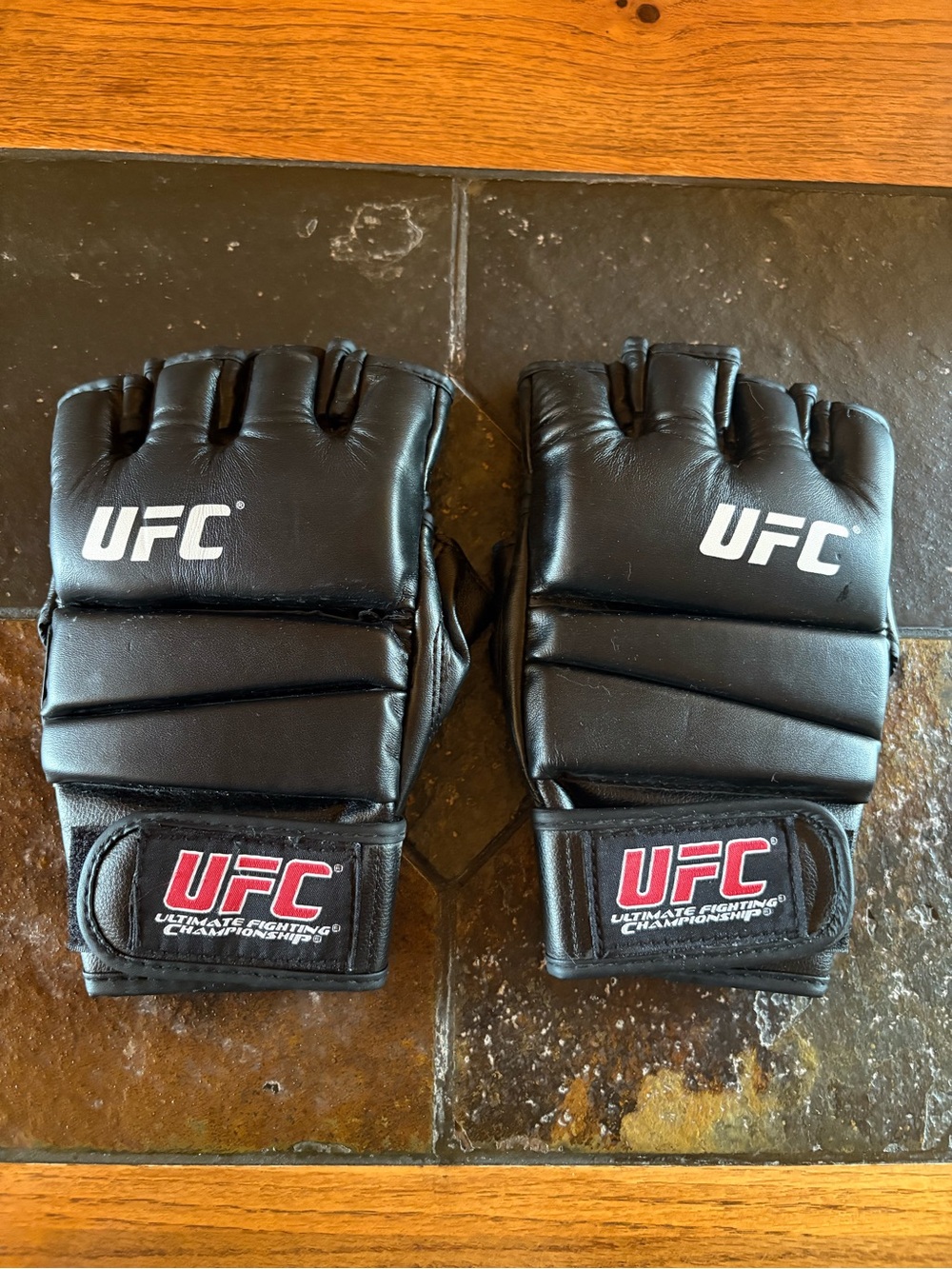 UFC Black Fingerless MMA Sparring Gloves with Red Logo